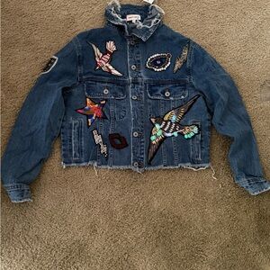 Embroidered Patch Blue Denim Jean Jacket
